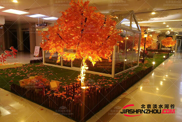 costa咖啡店-漂亮而美麗的紅楓仿真樹幫您置身美的f景里