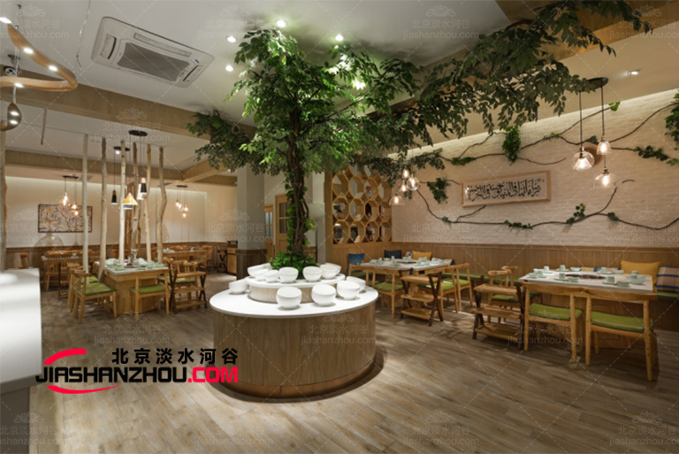 上海海底撈黑橡樹仿真樹實現(xiàn)把樹搬進餐廳別有一番f情