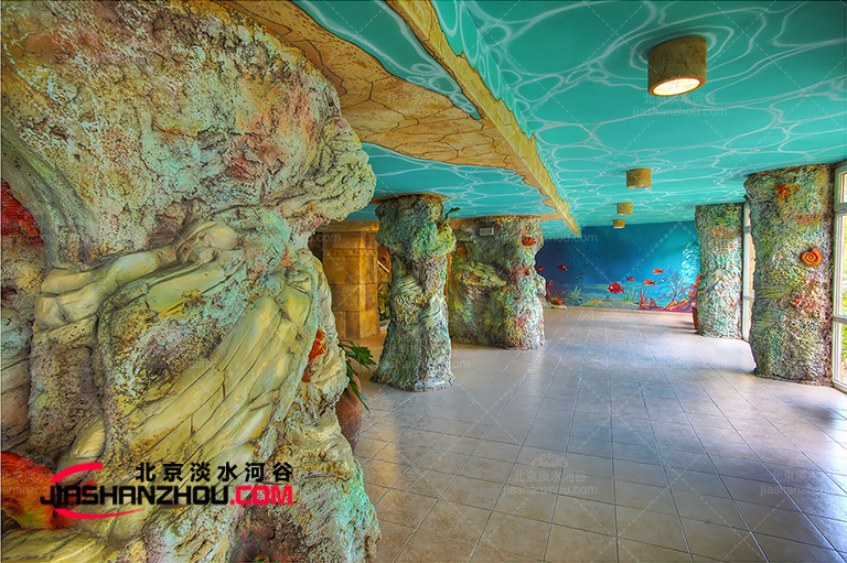 圍繞柱子設計制作塑石水泥假山是我們的強項