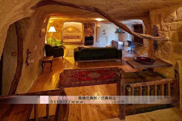 人造山洞餐廳墻面裝飾創意