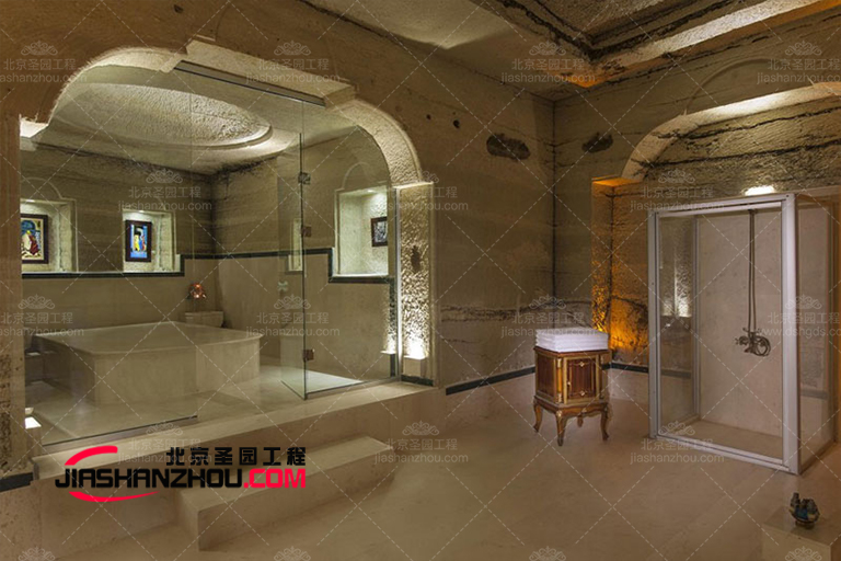 中南半島人造山洞別墅度假村具設計感的臥室效果圖