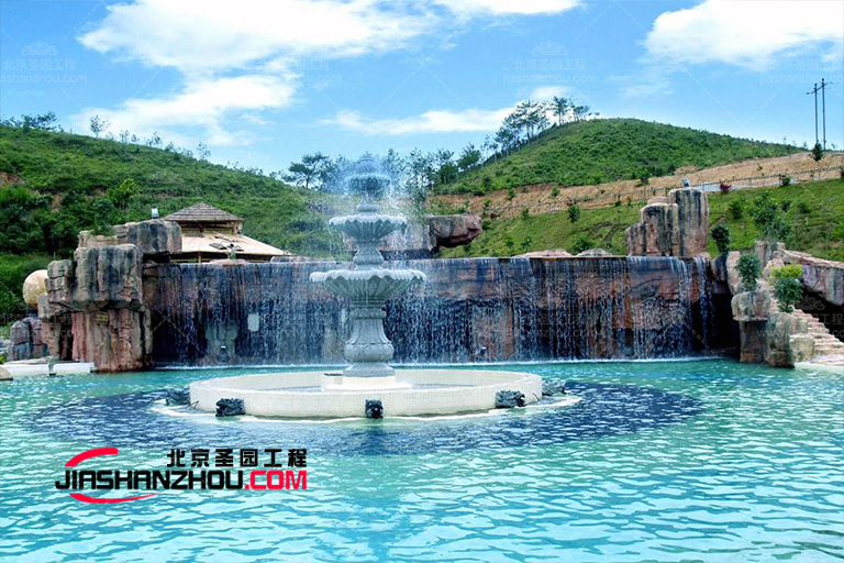 地中海f 格自由形態(tài)塑石假山水池增強武漢蔡榨小游園的美感