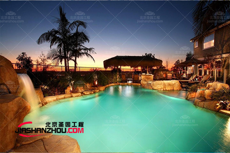 揚州動物園鸚鵡展館塑石假山景觀水池小屋制作