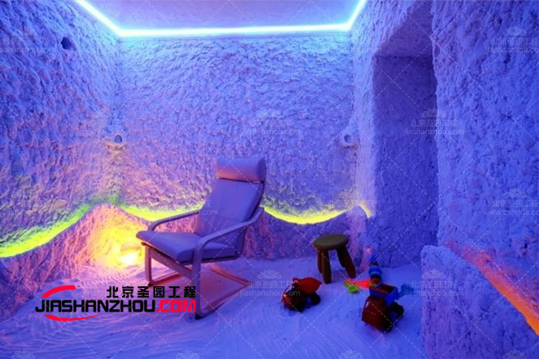 撞色對比色主題現代仿真鹽洞汗蒸房時尚炫酷