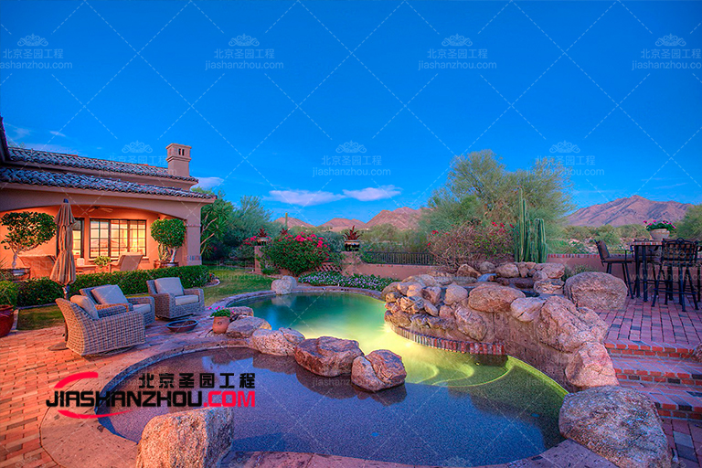 GRC塑石假山水池景觀_長沙公園主題雕塑