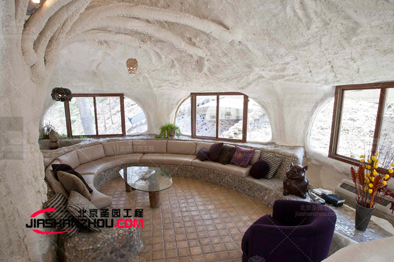 人造水泥仿真洞穴酒店裝修施工效果圖 洞穴造型的墻壁制作