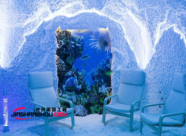 洞穴式鹽療房另一個重要概念是不要讓裝飾設計看著太做作