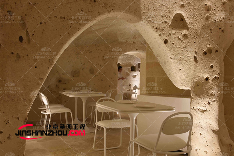 現代鹽洞餐廳房施工廠家-鹽洞餐廳房設計中的鹽壁燈布局原則